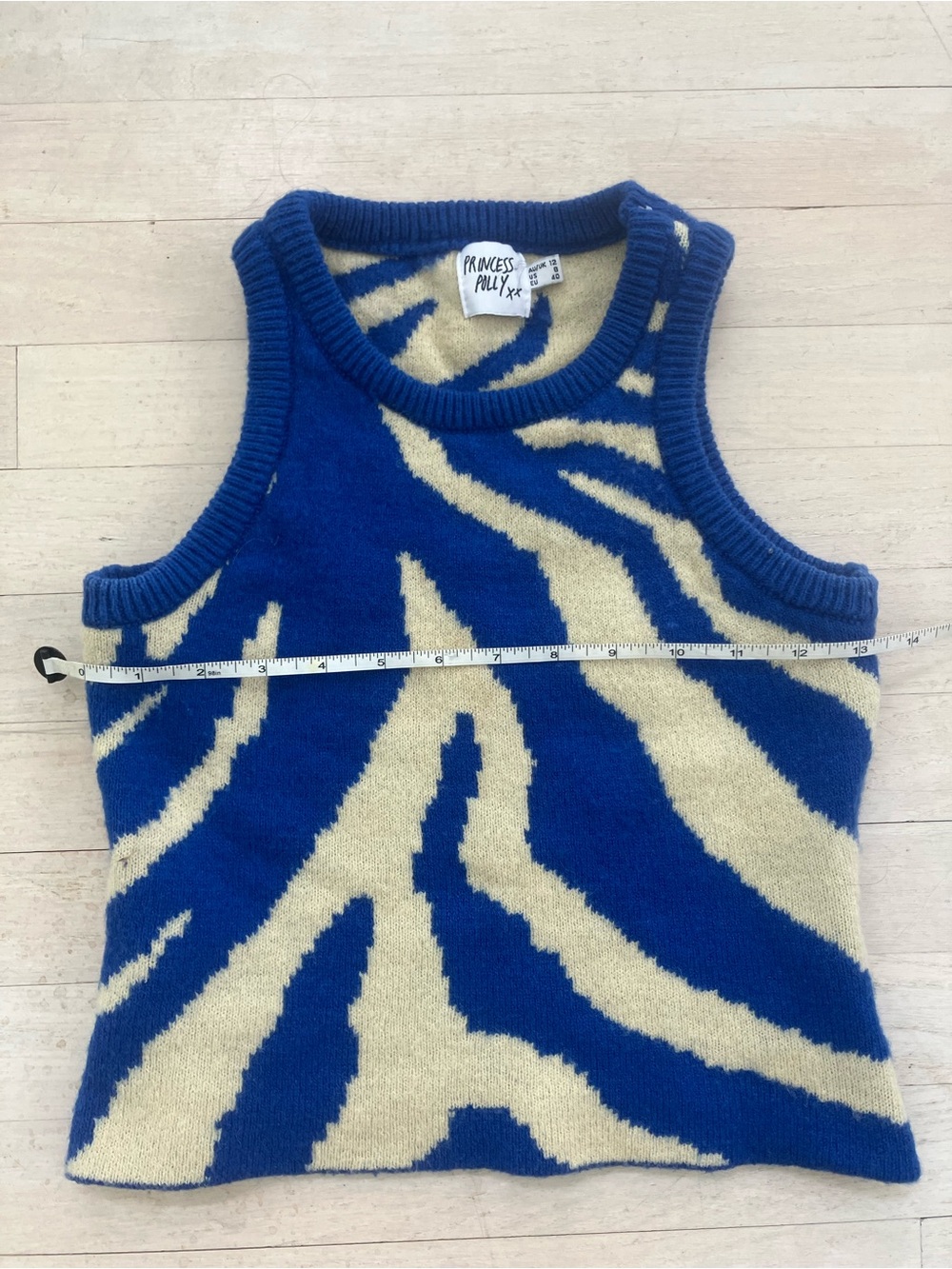 Princess Polly Blue and Cream Zebra Knit Tank